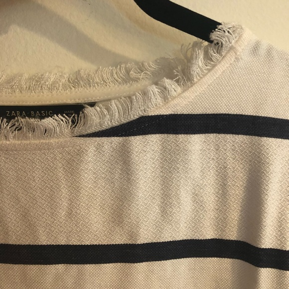 Zara Striped Long Sleeve Top Frayed - Picture 3 of 6